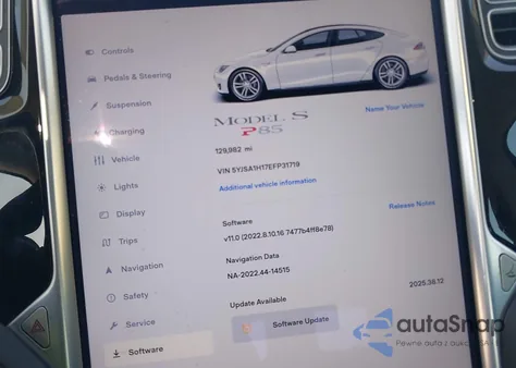 2014 Tesla Model S P85 z USA, uszkodzony, nr VIN 5YJSA1H17EFP31719